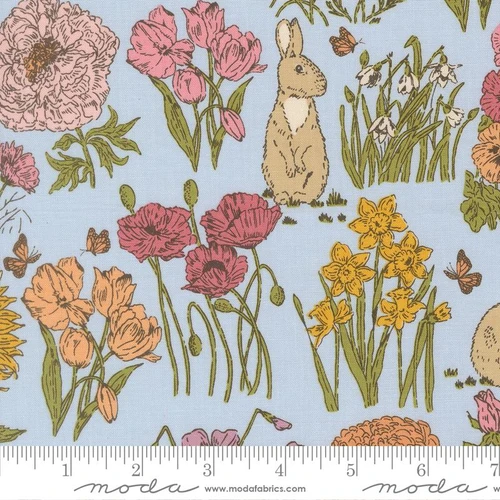 Moda: My Secret Garden by Stacy Iest Hsu - Garden Bunnies in Sky