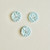 Light Blue Raised Floral Round Ceramic Button - 25 mm (0.98")