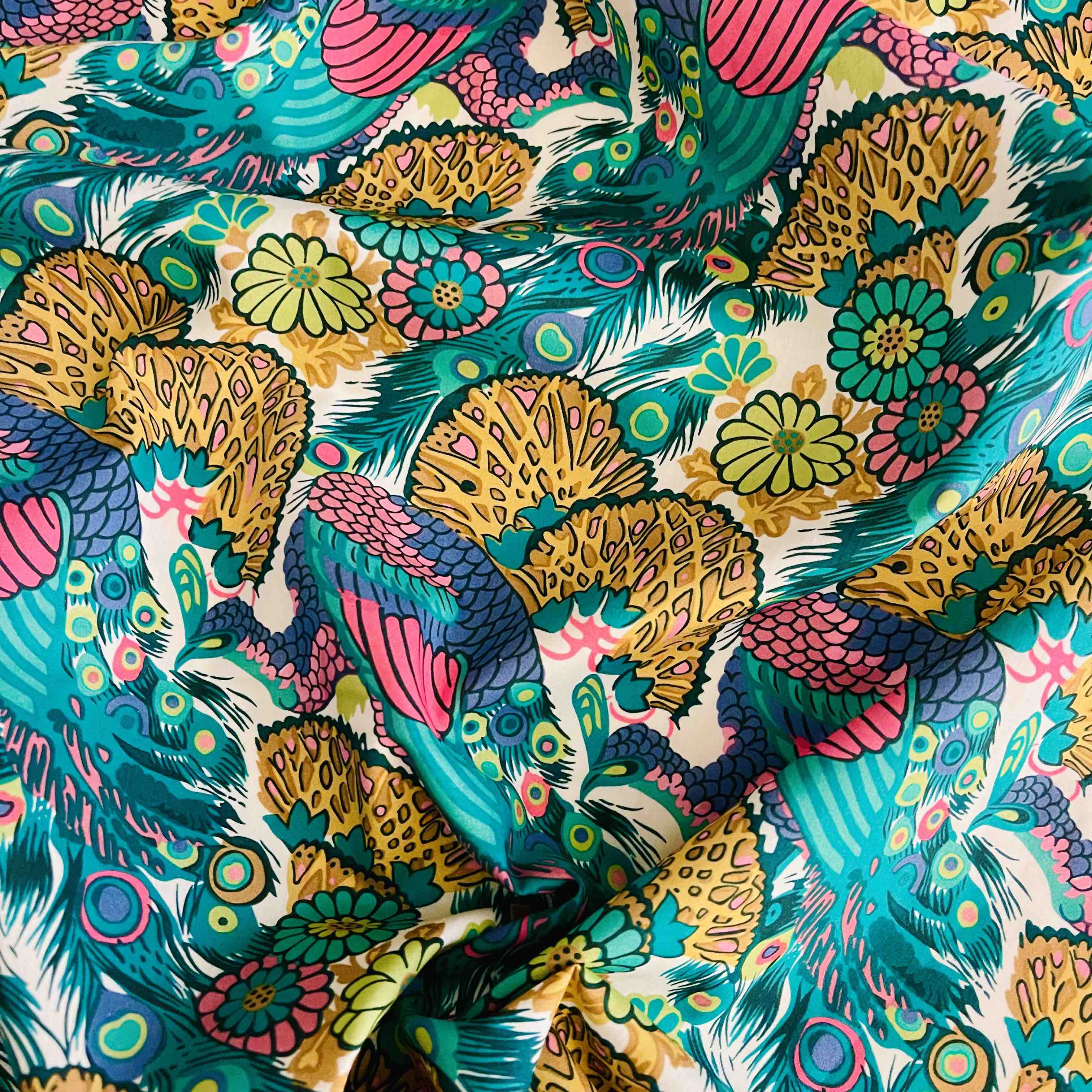 Liberty Fabrics: Peacock Dandy C Organic Tana Lawn® (Turquoise Orchid)