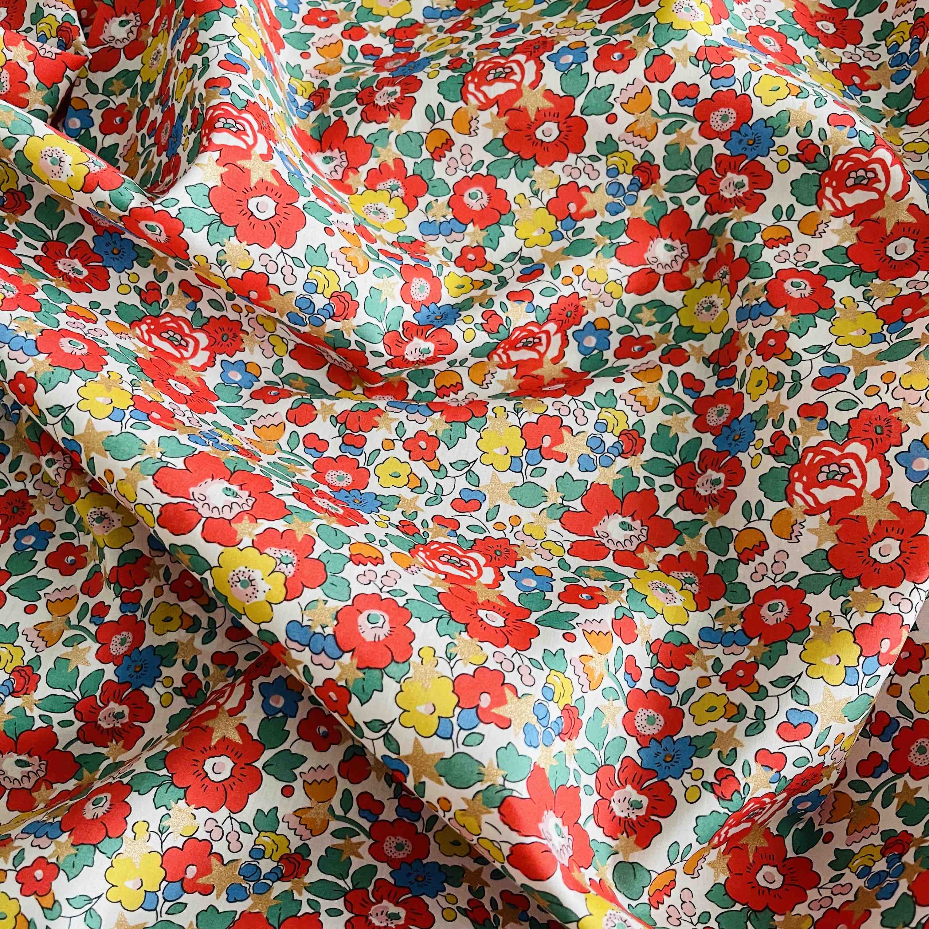 Tissu Liberty Tana Lawn Betsy Zest 100% Coton - Motif Floral Jaune, Largeur 137 Cm, Neuve