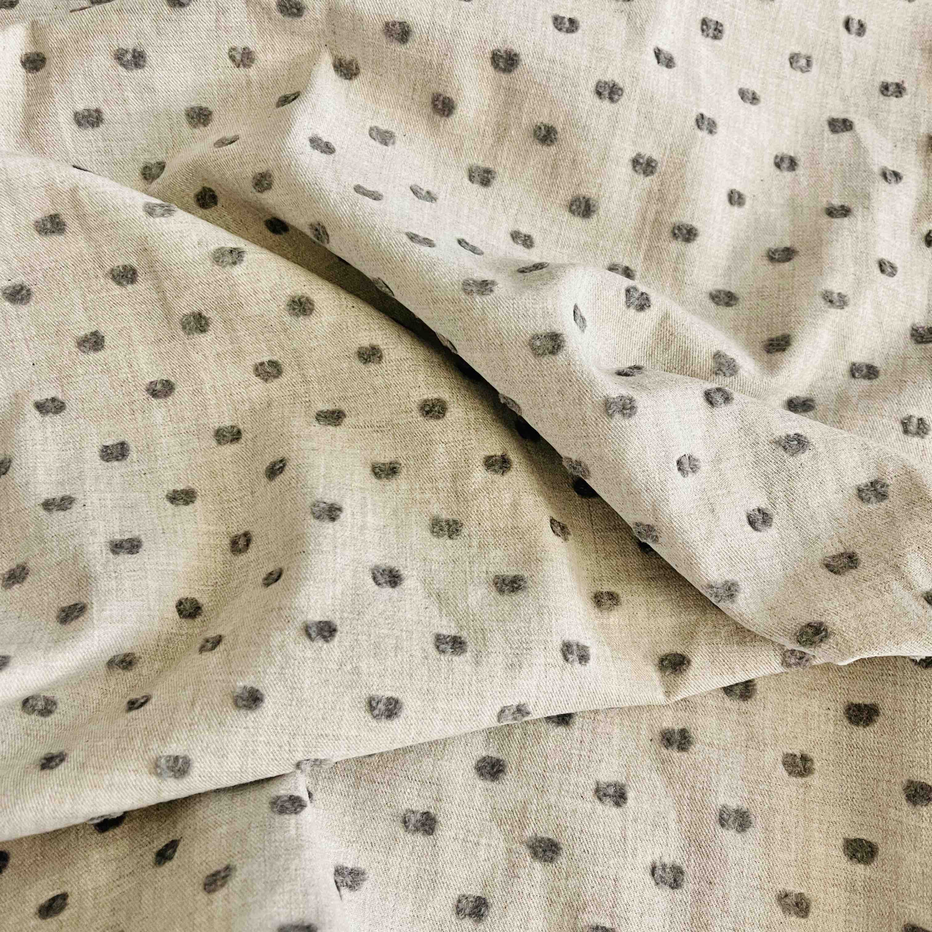 Grey Brushed Cotton Swiss Dot - 45 wide