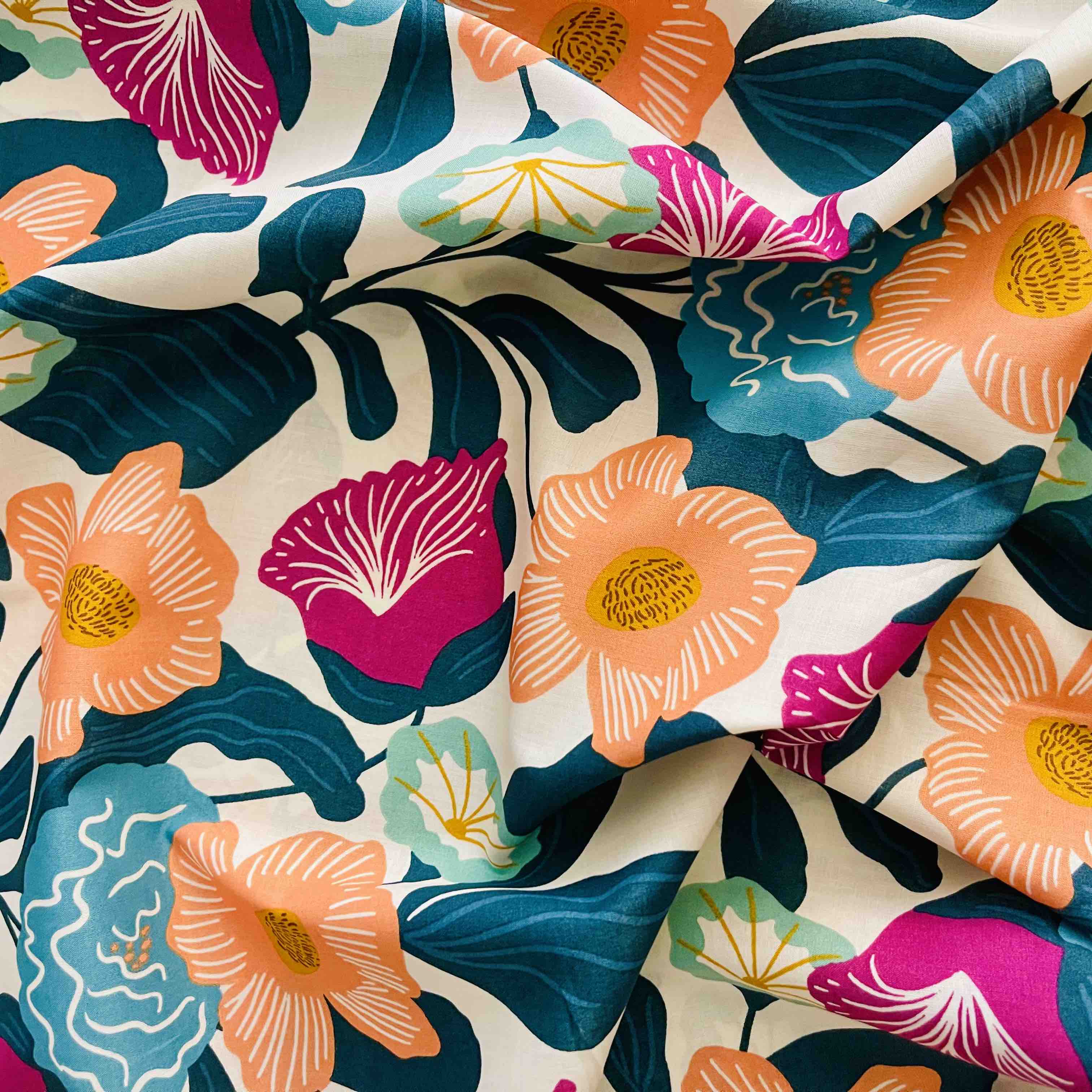 Nerida Hansen: London Floral in Cream Cotton Voile (59