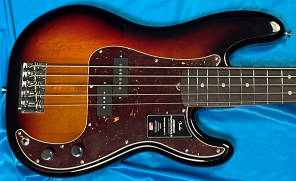 Fender AM Pro II (5) Precision, 3-Tone Sunburst / Rosewood 5 String Bass At Bass Central