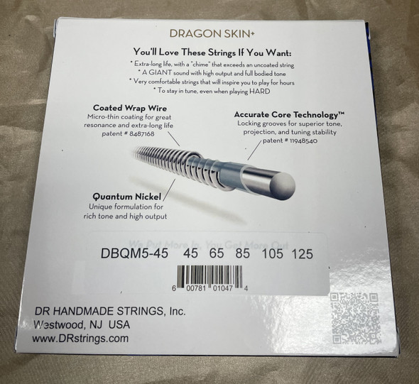 DR Dragon Skin + (5 String), Coated Nickel 45-125 MULTI-SCALE