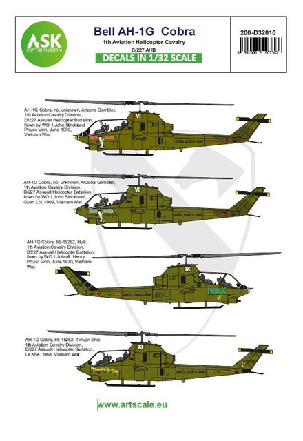 ASK Distribution 1/32 AH-1G Cobra Decals 1st AHC 32010