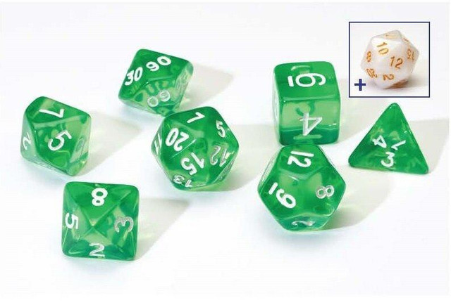 Sirius Dice RPG Dice Set 7 Translucent Green Resin Sirius Dice RPG Dice Set 7 Translucent Green Resin