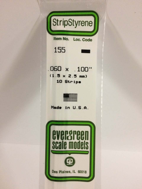 Evergreen Scale Models Strip Styrene .060 x .100 10 155 Evergreen Scale Models Strip Styrene .060 x .100 10 155