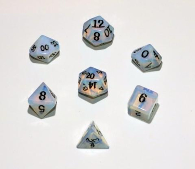 Crystal Caste 7 Piece RPG Set -Synthetic Opal Dwarven Stones - 16 mm