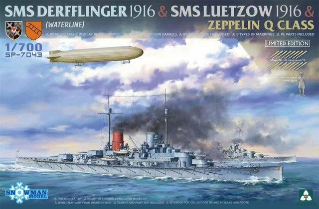 Takom 1/700 SMS Derfflinger, Luetzow 1916 and Zeppelin Q Class 7043