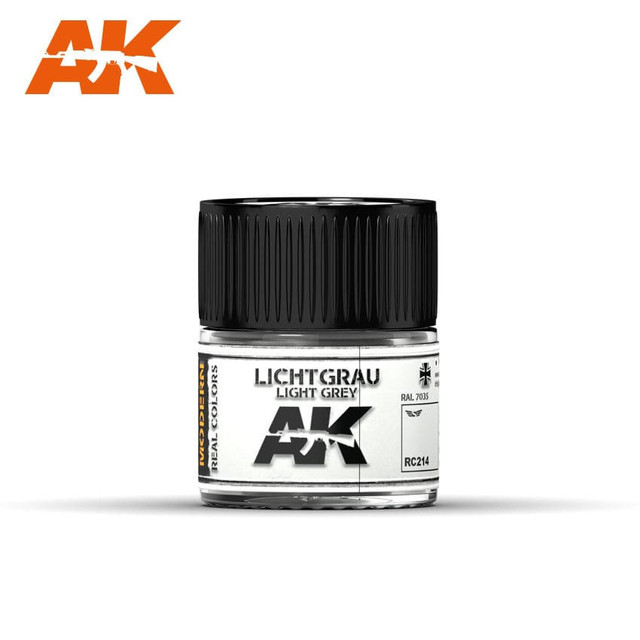 AK Interactive Real Colors: Lichtgrau - Light Gray RAL 7035 - 10ml RC214