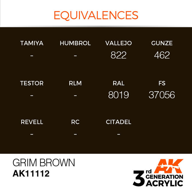 AK Interactive 3G Acrylic Grim Brown AK11112