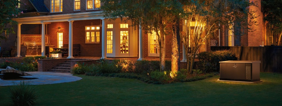 A home with power restored during an outage by a Briggs and Stratton PowerProtect Generator