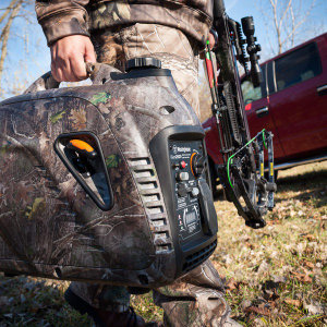Hunter Carrying the Westinghouse iGen2500 Camo with TrueTimber Kanati Camouflage
