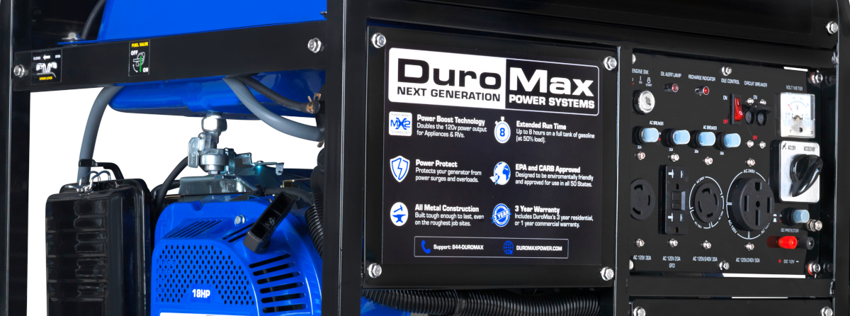 DuroMax Electric Start Generator Control Panel on a XP10000E Gasoline Generator