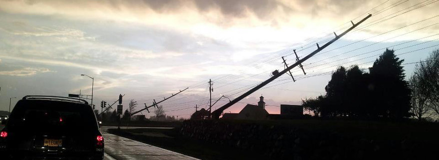 Local Electric Distribution Lines Destroyed by Extreme Wind