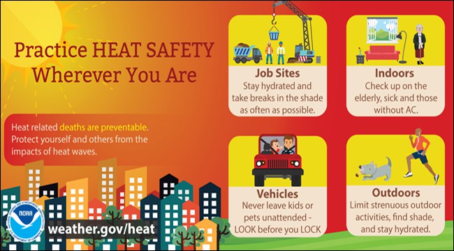 Practice Heat Safety on Job Sites, Indoors, In Vehicles, and Outdoors