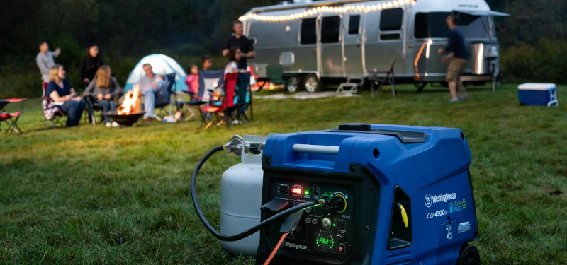 Portable RV Generator at a Bonfire Party with Westinghouse Dual Fuel iGen4500 