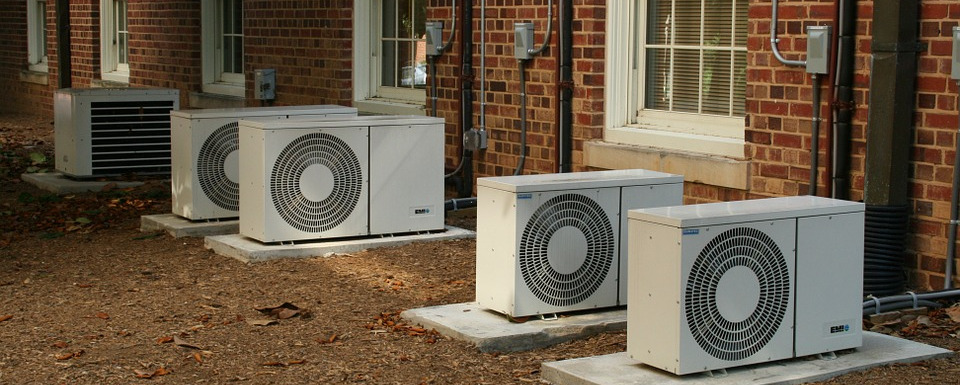 A row of air conditioners