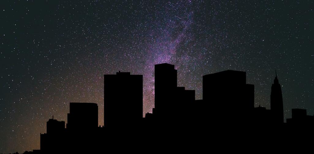 Blackout out New York City Skyline against the backdrop of the Milky Way Galaxy. Photo by Devanath at Pixabay