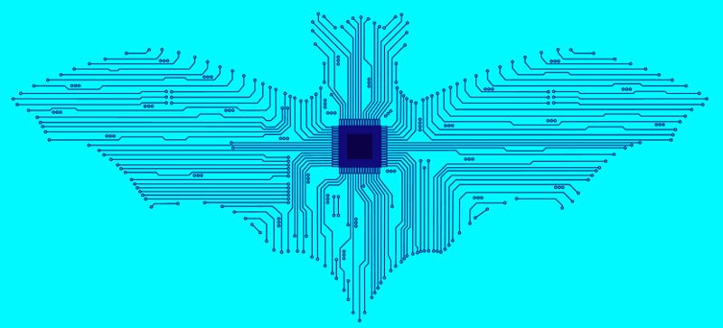 Electronic circuit representation of a vampire bat.