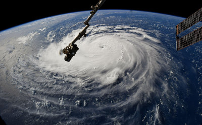 Hurricane Florence at Category 4 as seen from the International Space Station on September 10, 2018