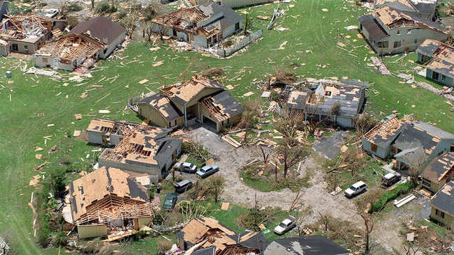 Devastating roof and frame damage after Hurricane Andrew