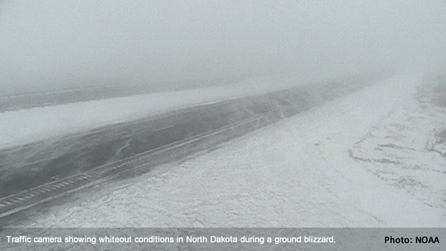 North Dakota Blizzard with Whiteout Conditions