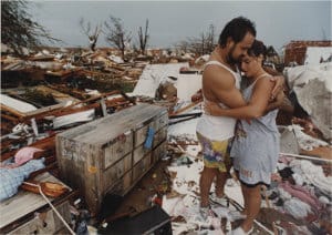 Hurricane Andrew Couple Hold Each Other Amidst the Rubble of Their Home