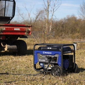 Westinghouse WGen3600 on Wheels Connected to Generator Cords On an ATV Outing