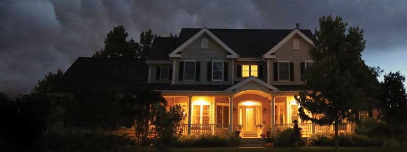 Home with Power Supplied By Briggs and Stratton Generator During an Outage