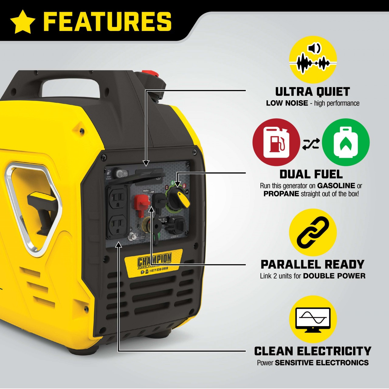 Champion Dual Fuel 2500 Watt Inverter Generator | Norwall