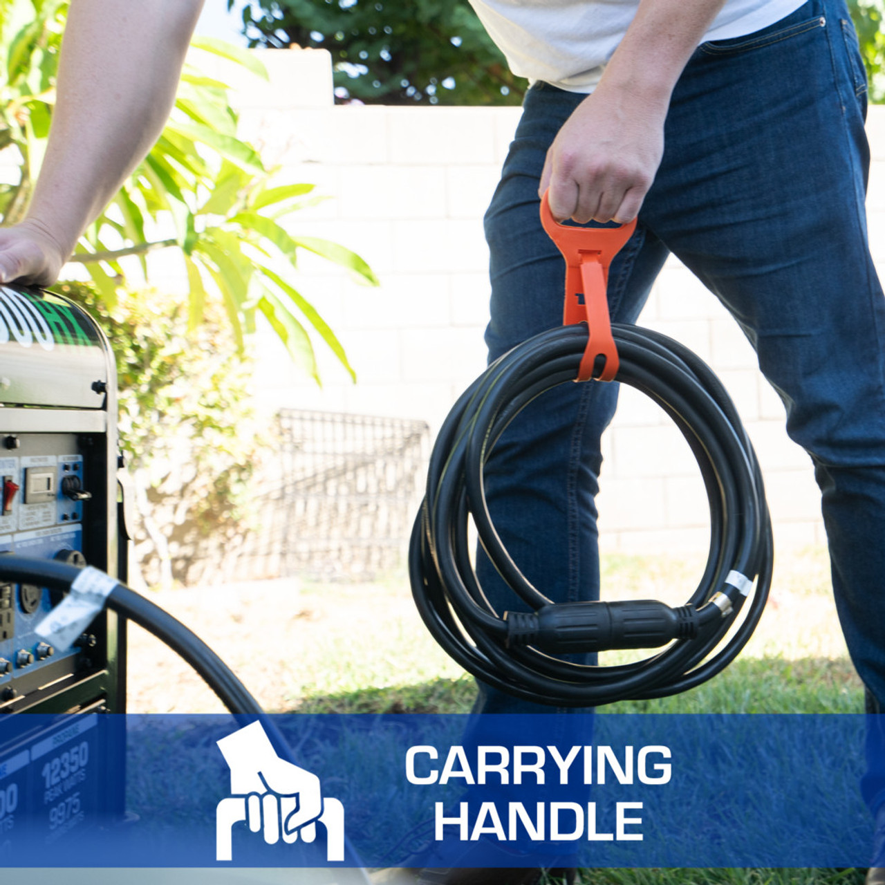 Convenient Carry Handle included with the DuroMax Heavy Duty 10 Foot L1430 Cord