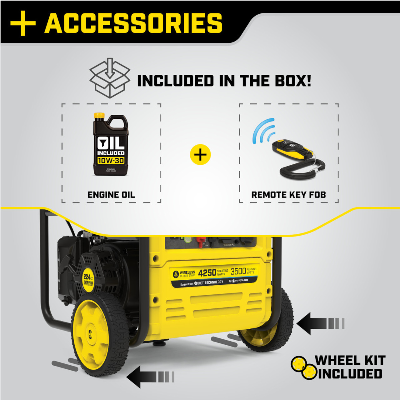 Champion 3500 Watt 4250 Max Watts Remote Start Inverter Generator 200913
