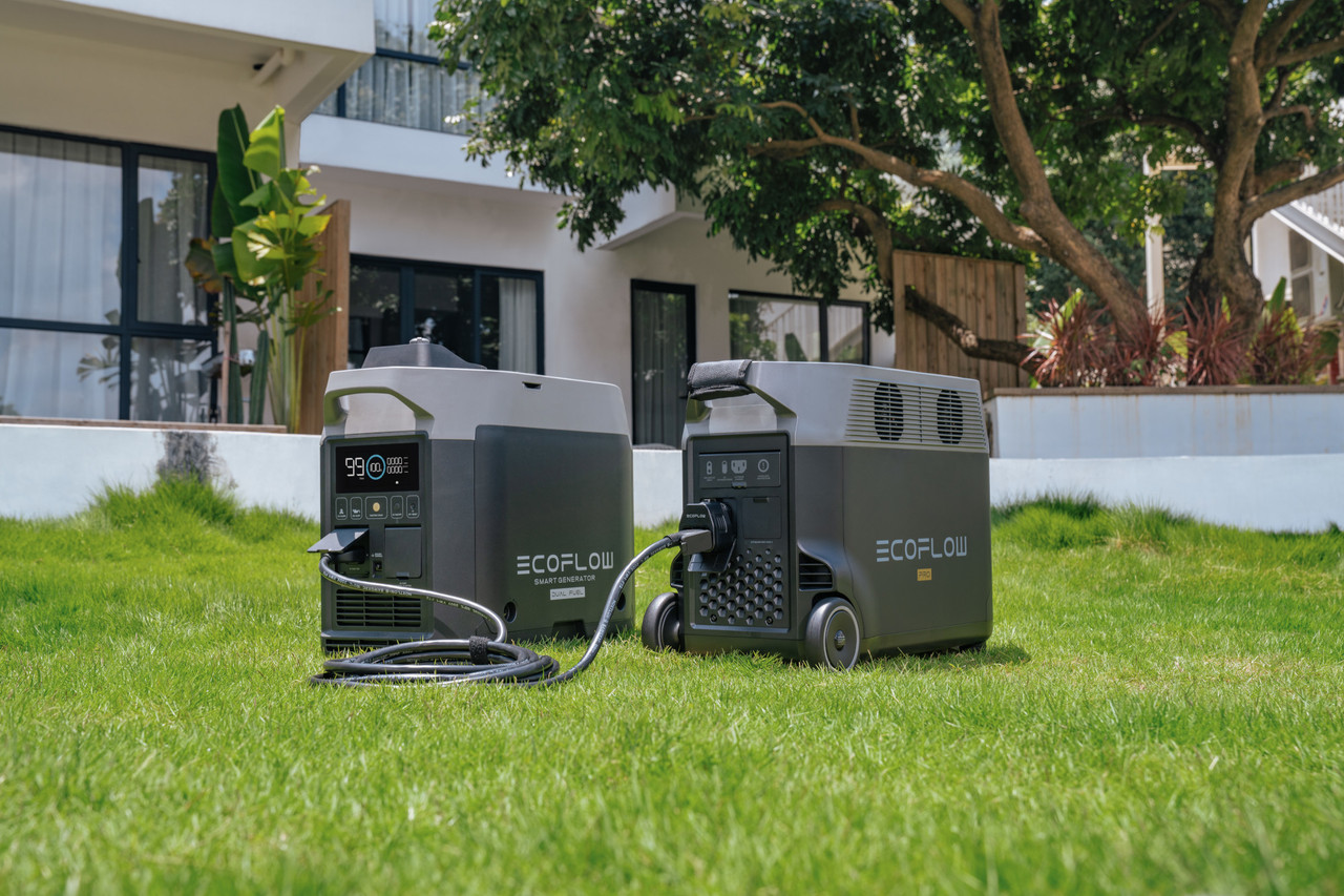 EcoFlow Smart Generator (Dual Fuel) Shown Connected to a Delta Pro Power Station