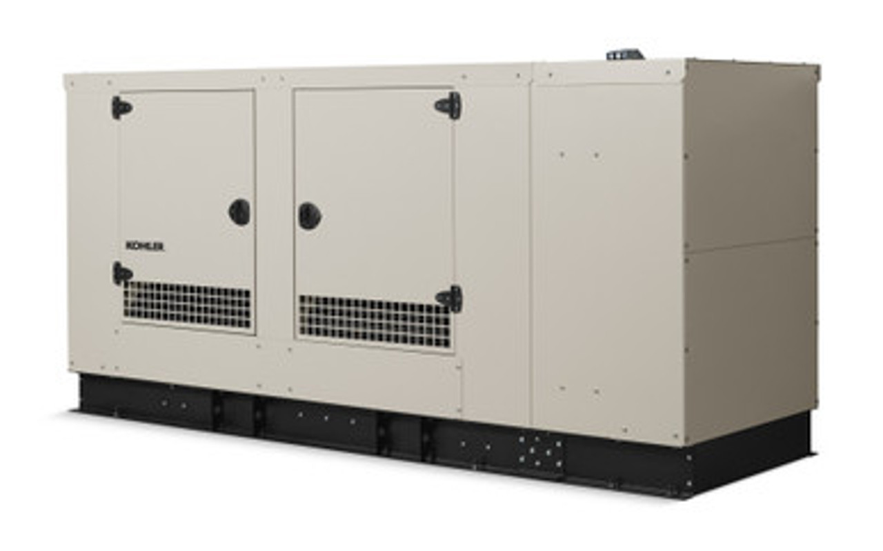 Kohler 80kW Generator with 6.2 Liter Turbocharged Aftercooled Engine, APM402 Controller, and 186 MPH Wind-Rated Aluminum Enclosure with Hinged Doors