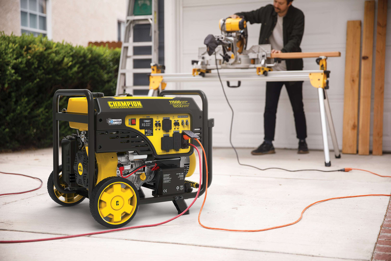 A Contractor Uses the Champion 9200 Watt Generator to Power Tools
