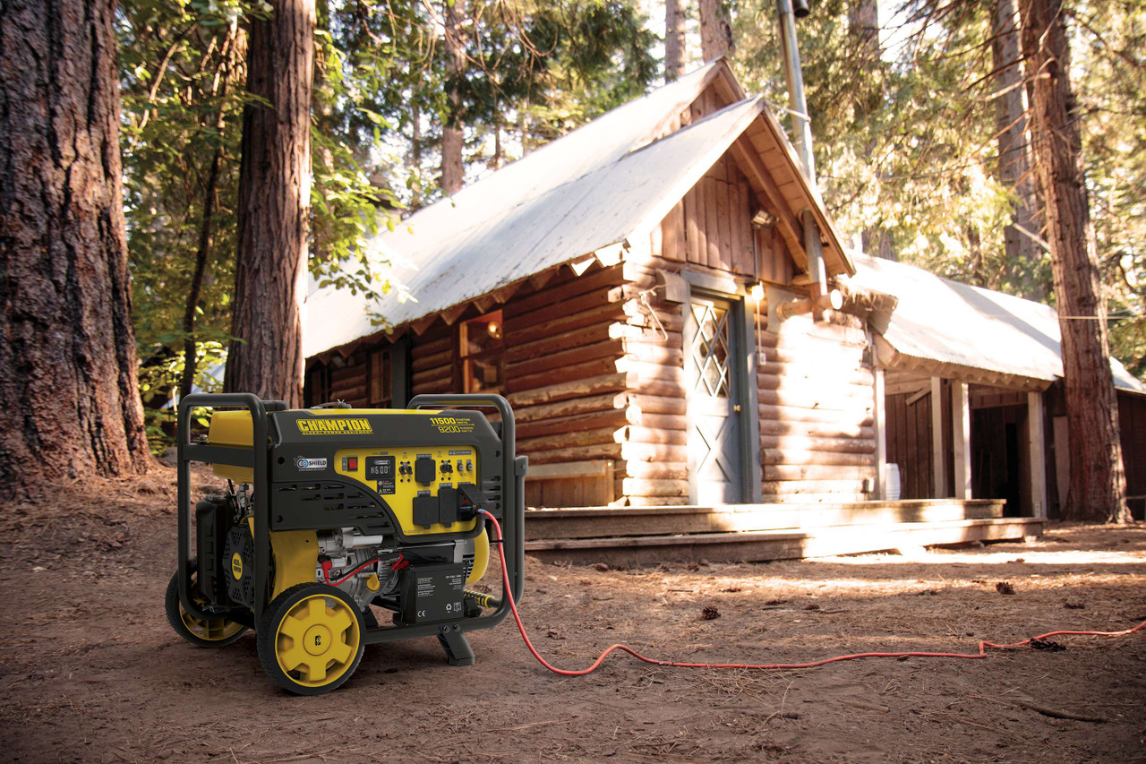 A Remote Off Grid Log Cabin with Power from the 9200 Watt Champion Generator