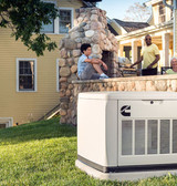 The Cummins Quiet Connect 20kW Home Standby Generator with 200-Amp Automatic Transfer Switch and Equipped to start and run down to -40°F supplies backup power year around.