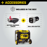 Champion 5000 Watt Generator Included Accessories: 12-Volt Battery Charging Cable and Dual USB Adapter