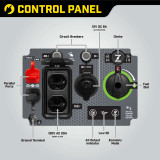 The Champion 2500 Watt Inverter Generator feature packed control panel with outlets, ports, and controls.