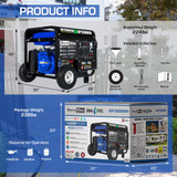 Product Information DuroMax XP12000EH Portable Dual Fuel 12000 Watt Generator 9500 Running Watts.