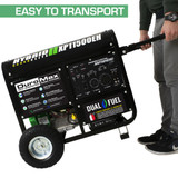 Easy Placement and transport. DuroMax XP11500 Generator with Never Flat Wheels and Folding Handle