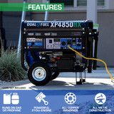 DuroMax XP4850HX Generator Features: Runs on Gas or Propane, 212cc Engine, Copper Windings, All Metal Construction