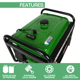 Product Features DuroMax 5250 Watt Generator: Gasoline or Propane Fuel, 224cc Engine, All Copper Windings, Durable All Metal Open Frame