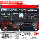 DuroStar 3850 Watt Generator Electric Start Dual Fuel Control Panel