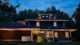 Large Home at Dusk with Power Supplied by the Briggs & Stratton 26kW Standby Generator