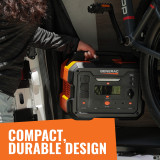 Generac Battery Power Station GB1000 compact and durable design stores or stows easily on the shelf or in the car.