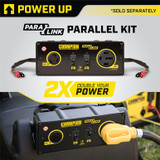 Optional Paralink Parallel Kit connects one 2500 Watt Champion Dual Fuel Generator to a second inverter generator for double the power. Sold Separately