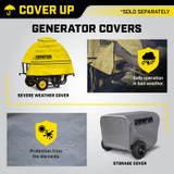 Optional Covers—Run your generator in bad weather with a tent cover or protect it from the elements with storage cover.