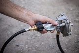 Completed Connection Between the Propane Tank Hose Extension and the Propane Regulator 